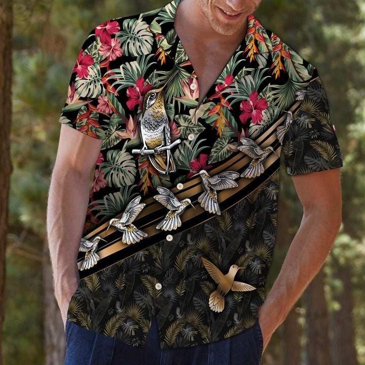 Felacia [Hawaii Shirt] Hummingbird Floral Hawaiian Aloha Shirts-ZX0827